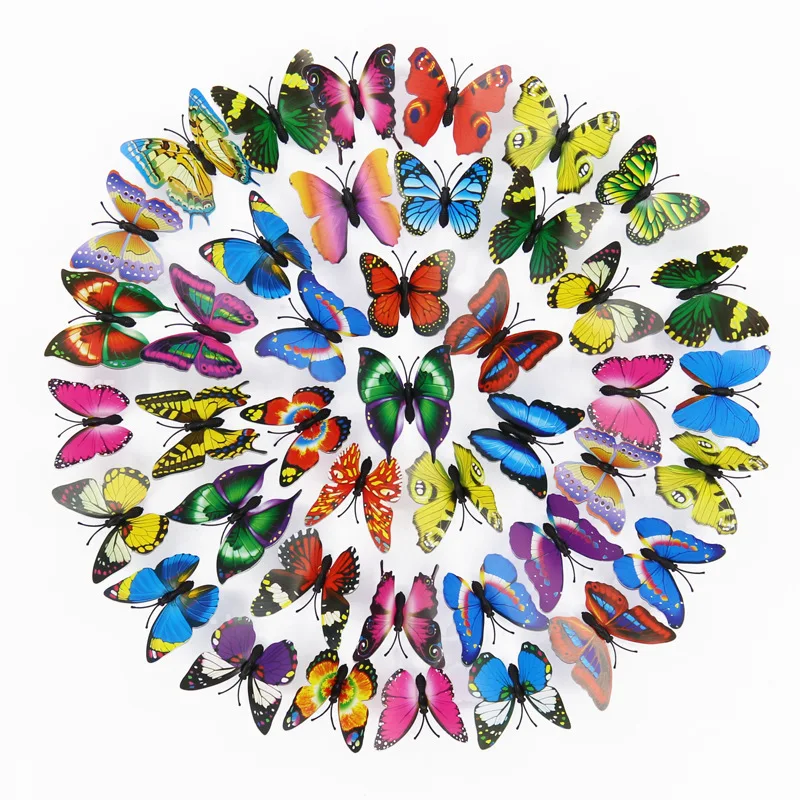 Wholesale 200PCS/Lot 7CM Artificial Colourful Butterfly Decorative Stakes Wind Spinners Garden Decorations Simulation Butterfly