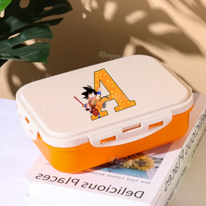 Dragons Ball Orange Lunch Boxes Kids Cute Letters Anime Print Separate Lunch Box Game Boys Student School Picnic Food Bento Case