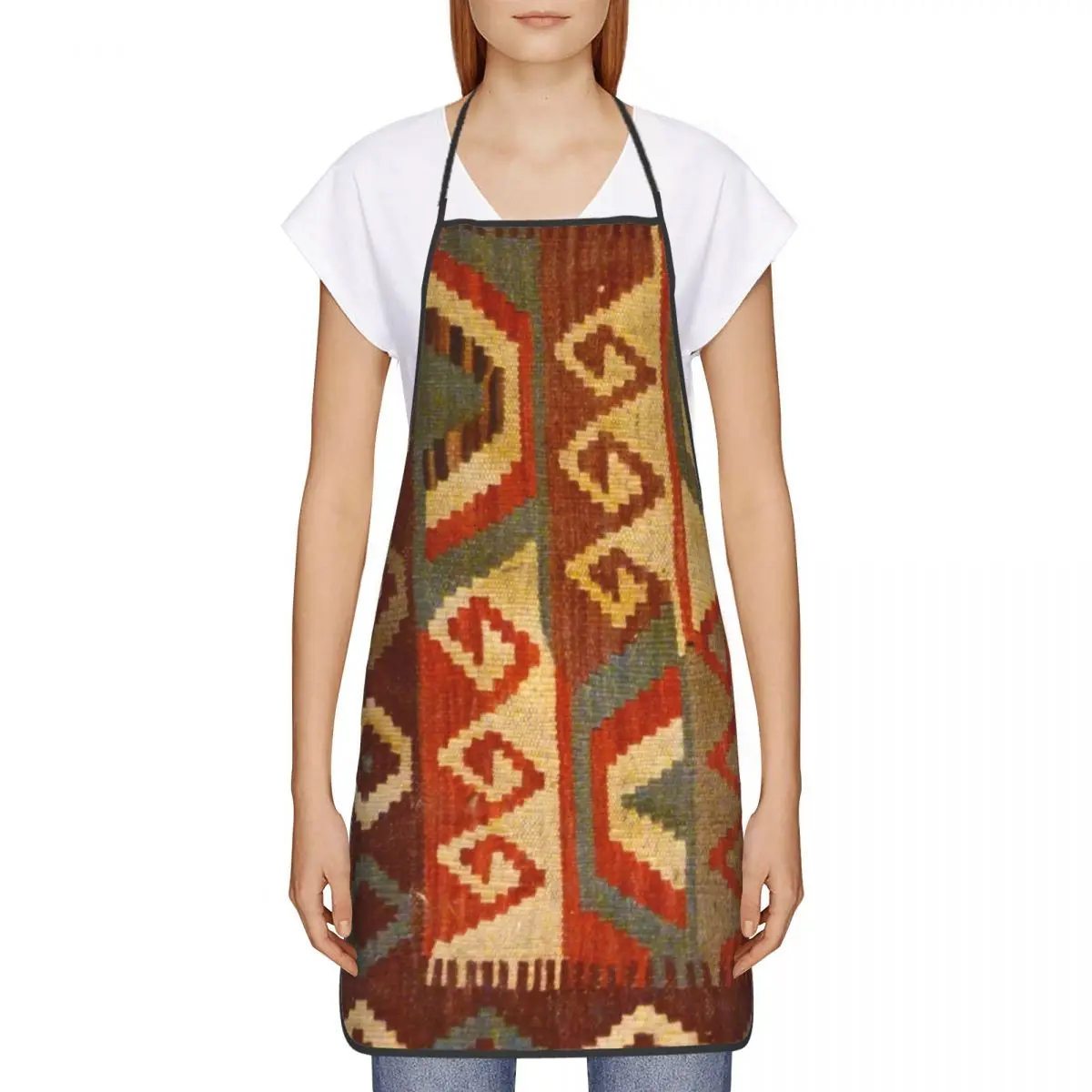 Custom Bib Vintage Art Turkish Blanket Kilim Apron Men Women Unisex Chef Cooking Kitchen Ethnic Persian Carpet Tablier Cuisine