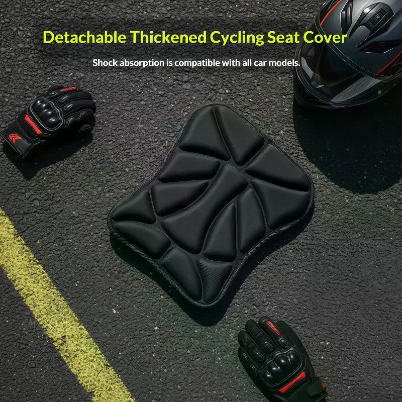 Universal Motorcycle Seat Cushion 3D Gel Breathable Shock Absorbing Comfort Pad for Summer Winter All Season Use
