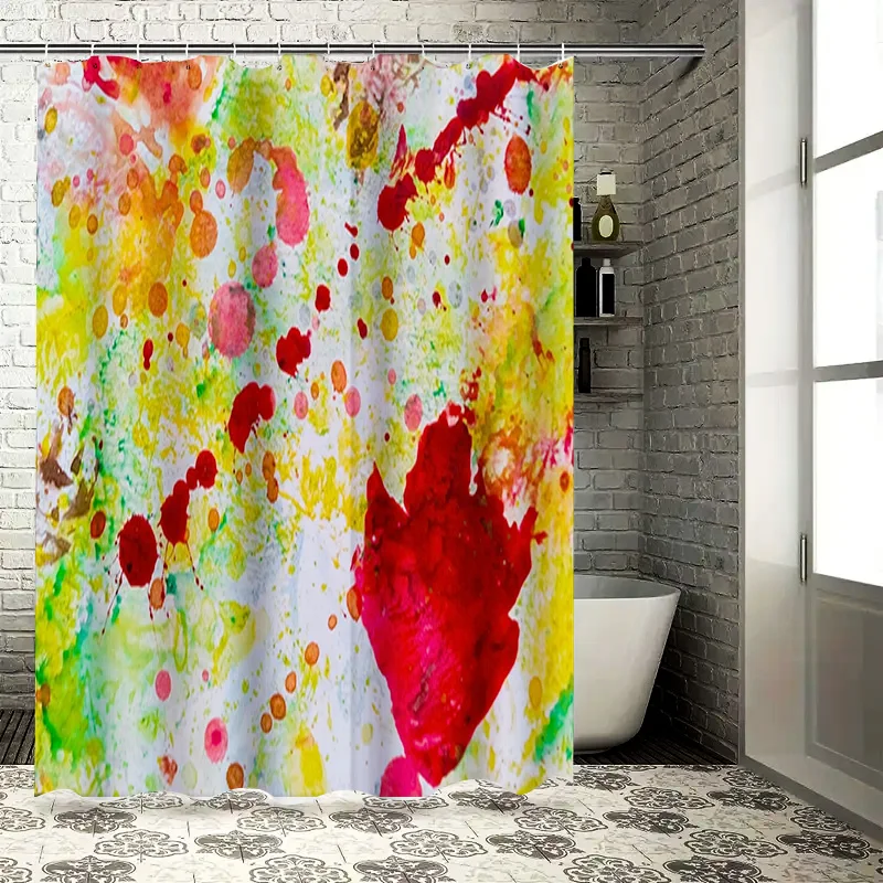 

Красочная занавеска для душа с акварельным принтом для декора ванной комнаты, красный, желтый, зеленый и розовый узор, аксессуары для домашнего текстиля