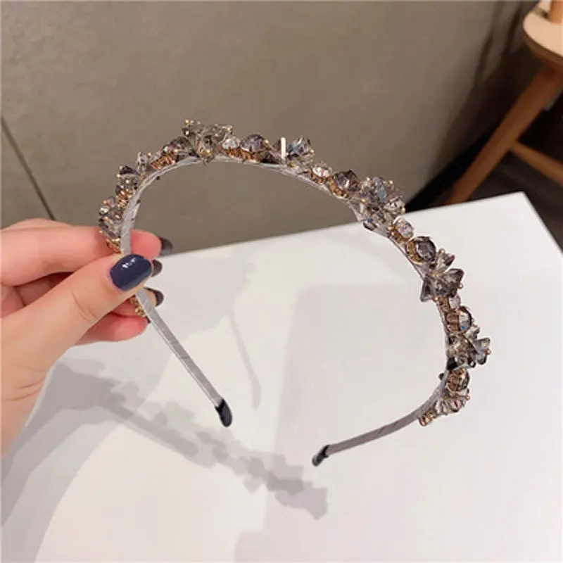 South Korea Crystal Rhinestone Headband Net Red INS French Elegant Headband Banquet Hair Pressure Hair Headdress Women