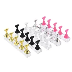 5pcs/Set Magnetic Nail Holder False Nail Tip Practice Stand Crystal Base Holder Nail Art Display for Art Salon DIY & Practice
