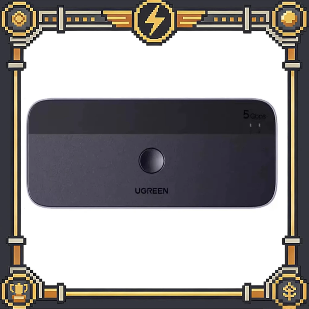 UGREEN 15705 CM662 USB 3.0 Sharing Switch 2 Computers 4 USB Devices 5Gbps Aluminum Case Button Control Windows macOS Linux