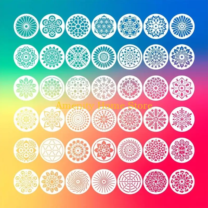F26C DIY Pattern Stencils Washable PET Floral Set for Rock Painting, Fabric Doodling, Wall Decoration and Craft Tracing