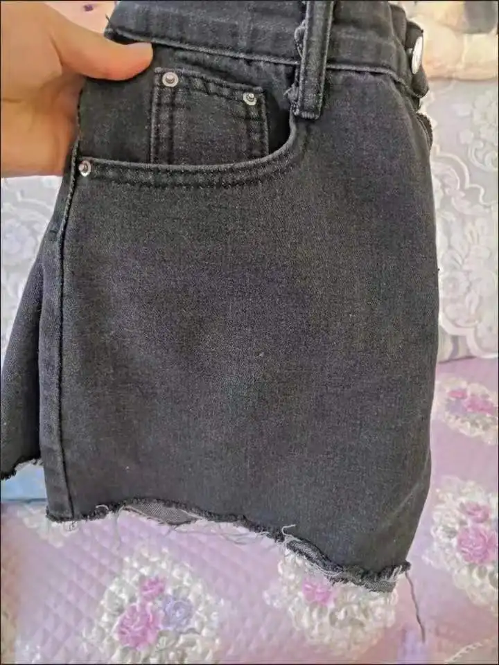 European and American Ultra-high-waisted Washed Ripped Denim Shorts. New Summer Fashion Fringed Design Casual Shorts for Women view 6