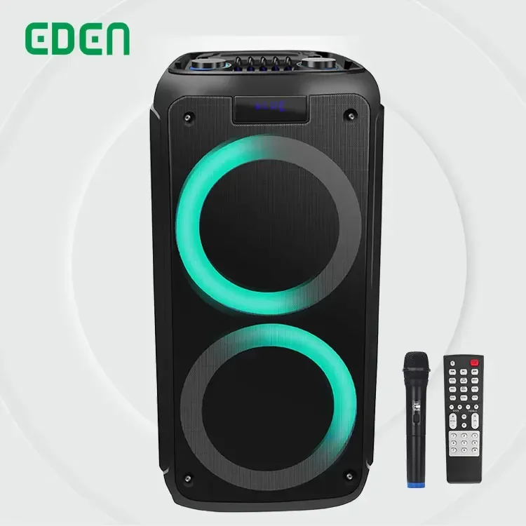 EDEN Stock Blue tooth Speaker Partybox TWS Dual 8 inch Wireless BT Karaoke Portable dj box Rechargeable LED Light Party Speaker