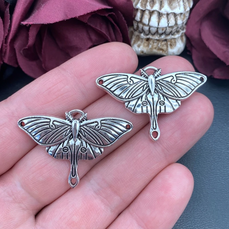 4Pcs 27*40mm Antique Silver Color Death Moth Charms Pendant Designer Charms Fit Jewelry Making DIY Jewelry Findings