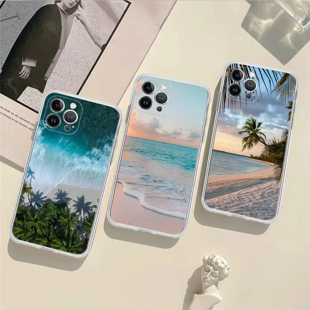 Cool Summer Beach Phone Case Silicone Soft for iphone 15 14 13 12 11 Pro Mini XS MAX 8 7 6 Plus X XS XR Cover