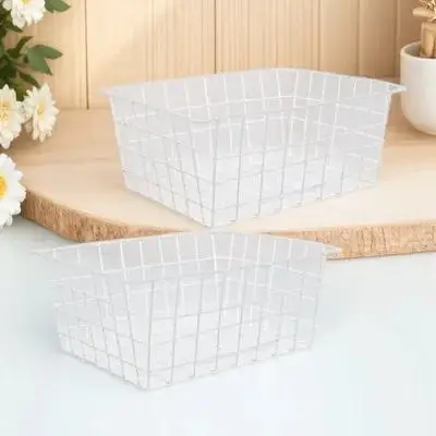 

2pcs Freezer Storage Baskets Refrigerator Wire Organizer Vegetable Fruit Bin Pantry Storage Container Kitchen Supplies