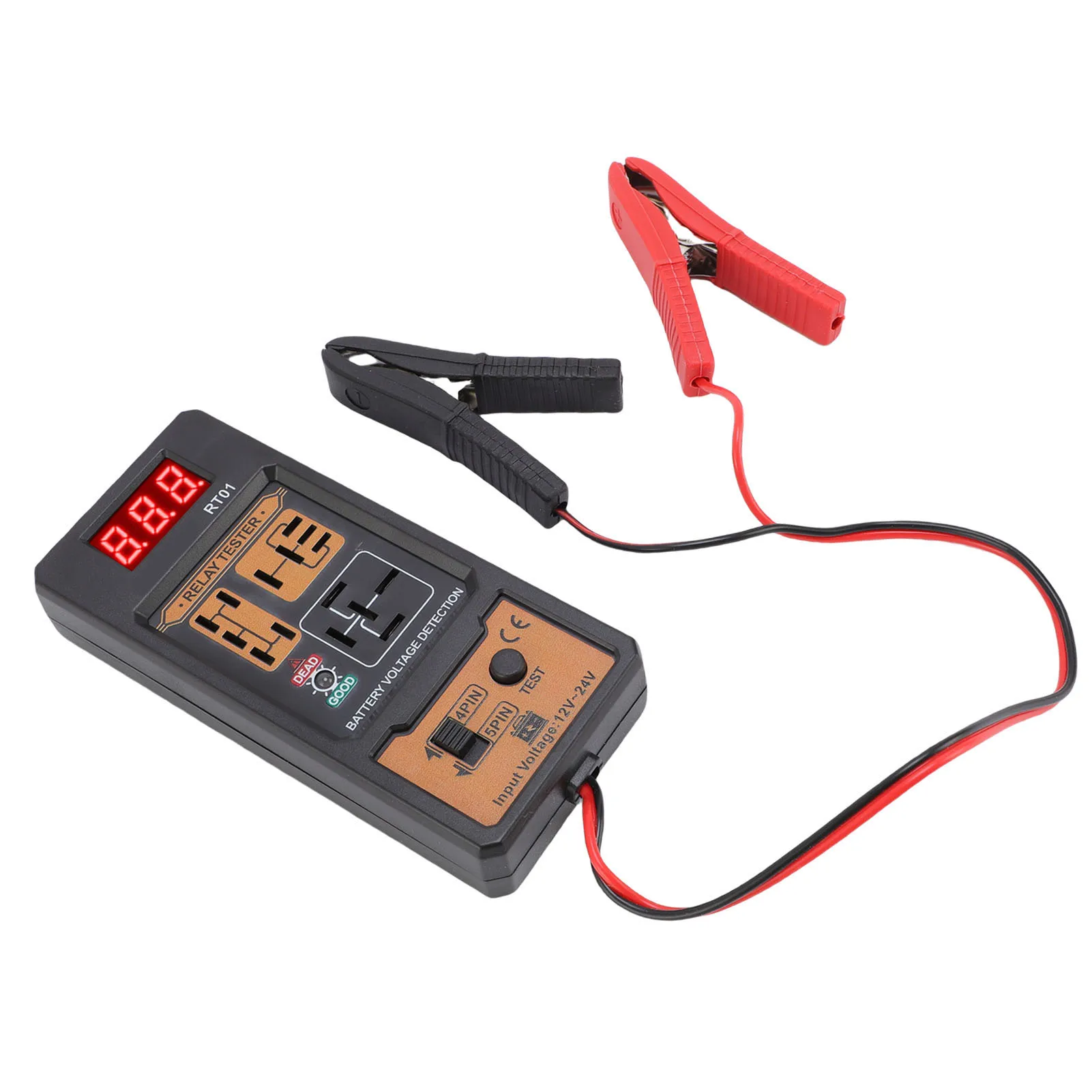 RT01 Battery Voltage Detector Car Tester Diagnostic 11-25V Voltage Aermotor Repair 4/5 Foot Socket Relay Analysis Test Tool