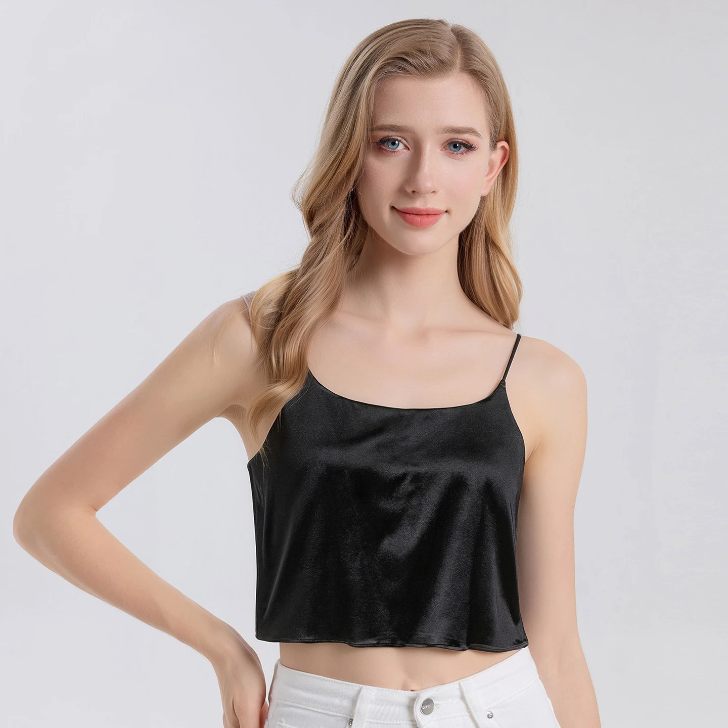 Women's 92% Mulberry Silk Camisole with Built-in Bra | Anti-Exposure Tube Top Beautiful Back Design Seamless Base Layer Shirt