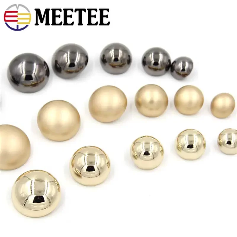 10Pcs Meetee 15-25mm bottoni in metallo bottone decorativo con gambo tondo per cappotto camicia maglione cucire abbigliamento chiusura materiali fai