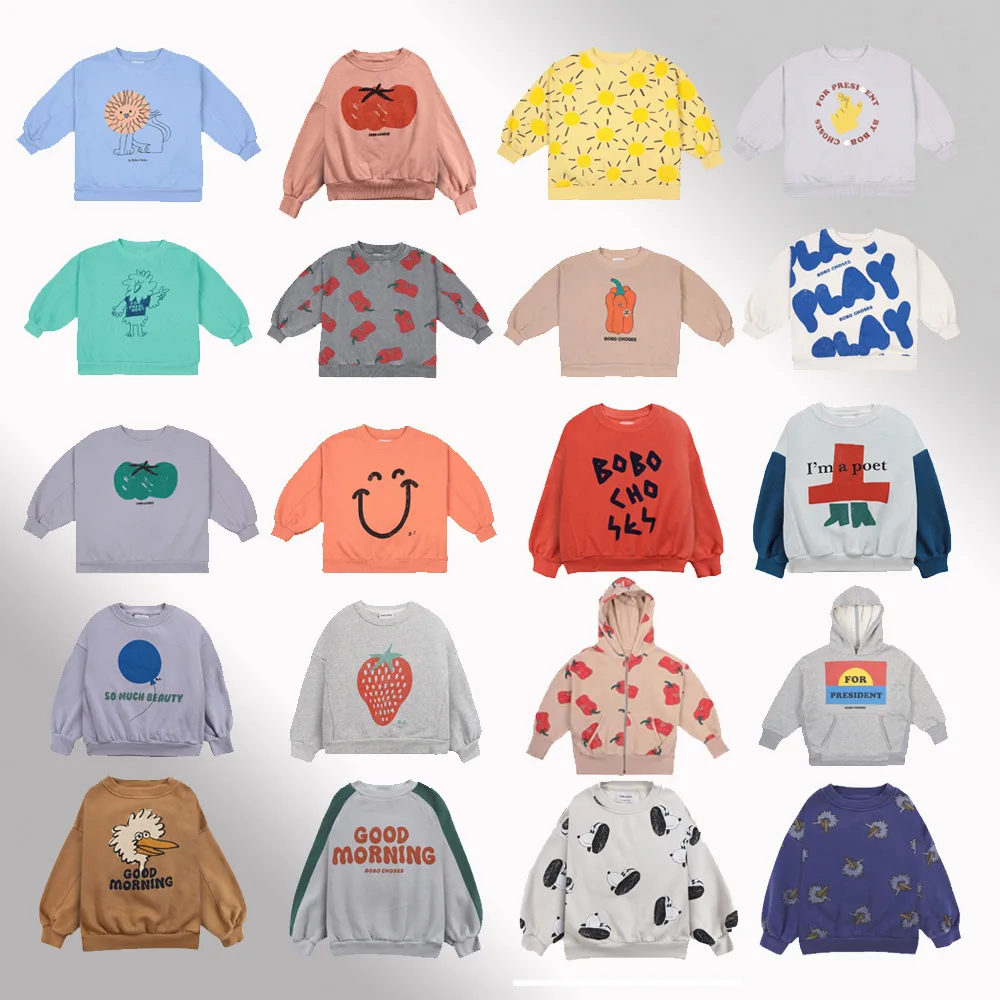 

Spring and Autumn Children's Long Sleeve Hoodie Cartoon Round Neck Print Casual Fashion Hoodie