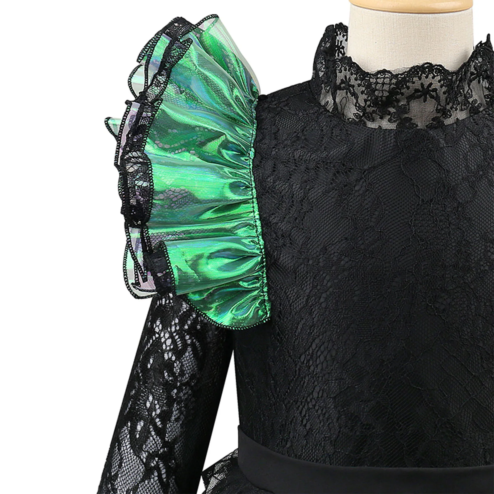 أطفال بنات هالوين كرنفال ماجيك باد الساحرة Elphaba تأثيري أداء زي طويل الأكمام الدانتيل سستة توتو فستان مع الرأس #6