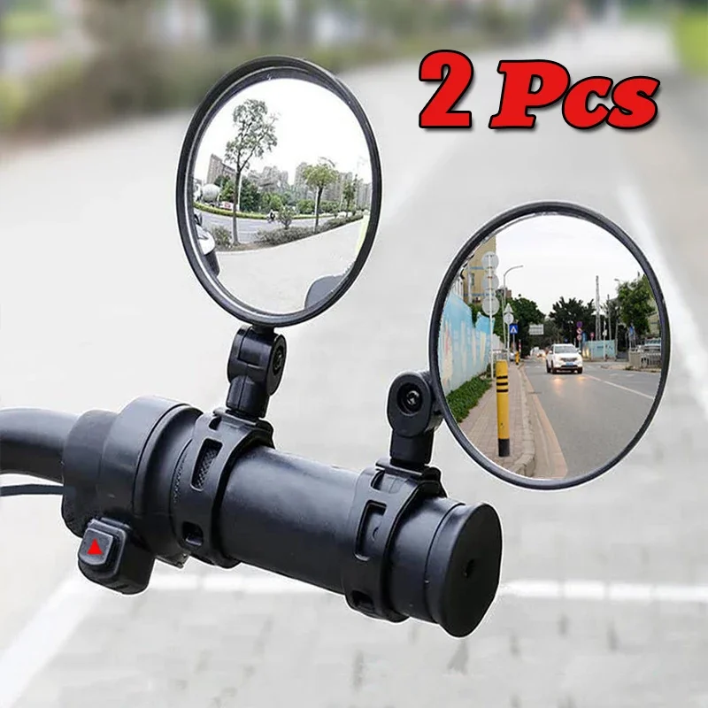 

2Pcs Universal Bicycle Mirror Handlebar Rearview Mirror Round Oval 360 Rotation Adjustable Grips Side Mirrors Moto Accessories