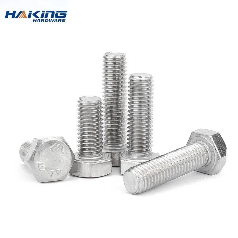 External Hex Hexagon Head Screws with Full Thread M4 M5 M6 M8 M10 M12 M14 304 Stainless Steel Hexagon Head Bolt DIN933