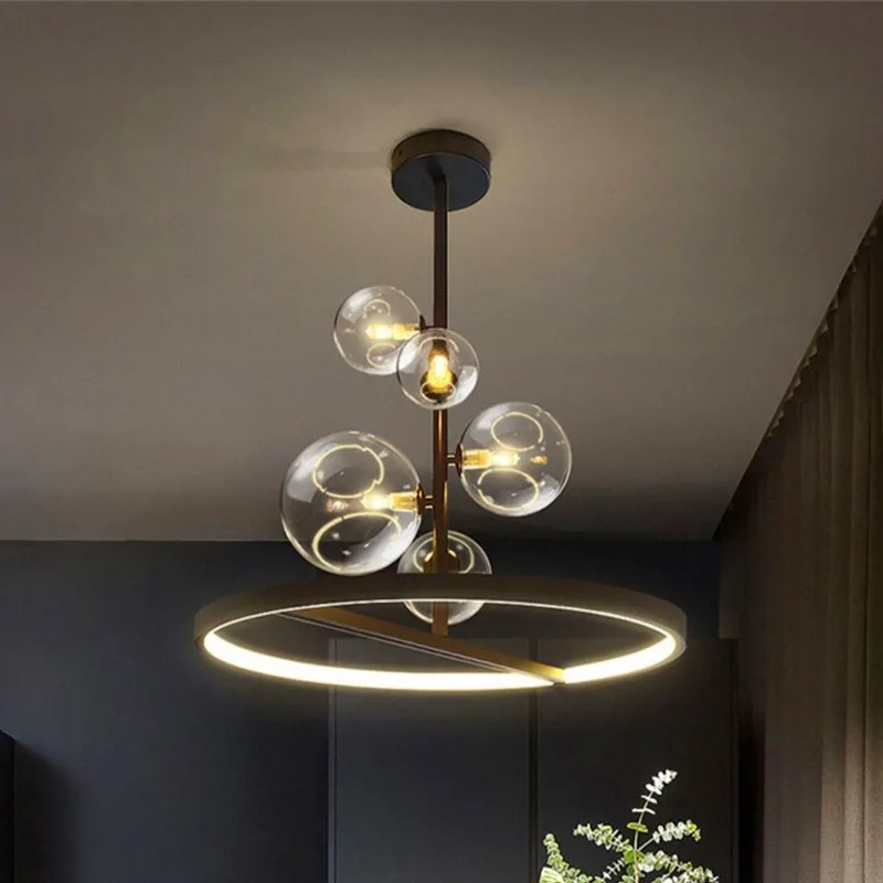 Nordic Glass Ball Led Pendant Lights  for Living Dining Room Coffee Tables Kitchen Bedroom Chandelier Home Decor Light Fixture