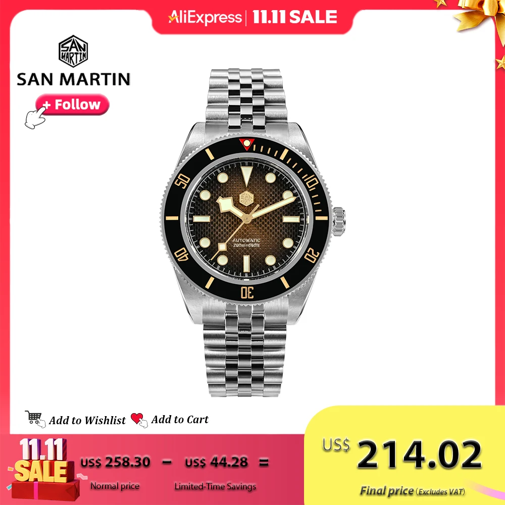 San Martin-reloj mecánico automático de acero inoxidable para hombre, cronógrafo de buceo de lujo, esfera de gofre, NH35, resistente al agua, 200m, SN0128, 40mm, nuevo