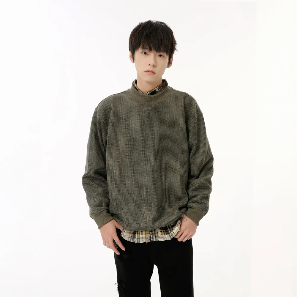 Bluzy z długim rękawem O Neck Bluza męska Pullover Bluzy z kapturem Spliced Sport Loose Fit Slight Strech Casual 2025 Wiosna