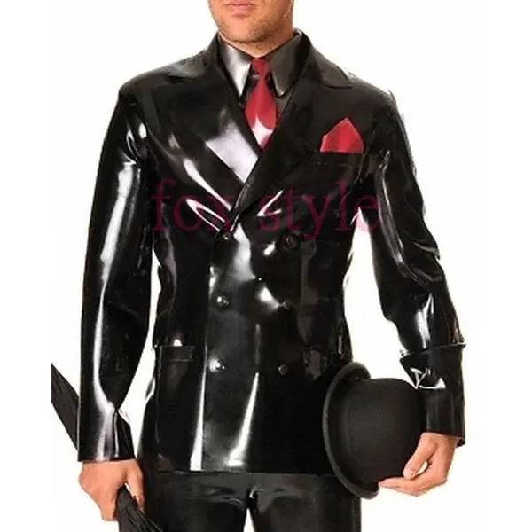 Men 's latex rubber jacket suit in high quanlity level in heavy 0.6mm thickness latex