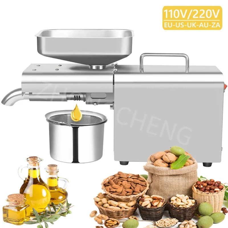 Peanut oil and edible oil processing equipment, LBT01 household oil press, smart stainless steel kitchen appliance.