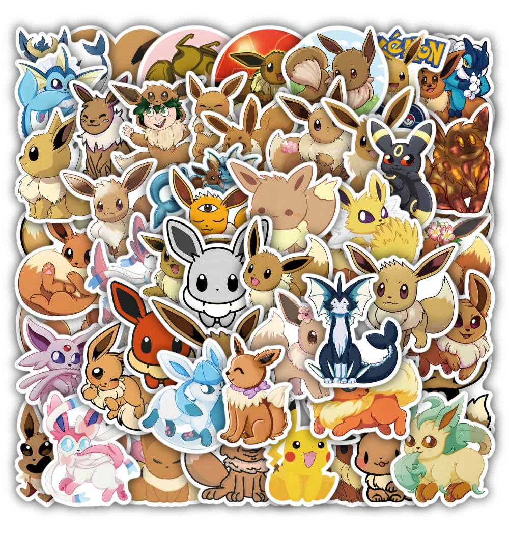 10/30/50PCS Kawaii Eevee Umbreon Anime Pokemon Stickers Laptop Suitcase Skateboard Guitar Phone Cartoon Graffiti Kid Gift Toys