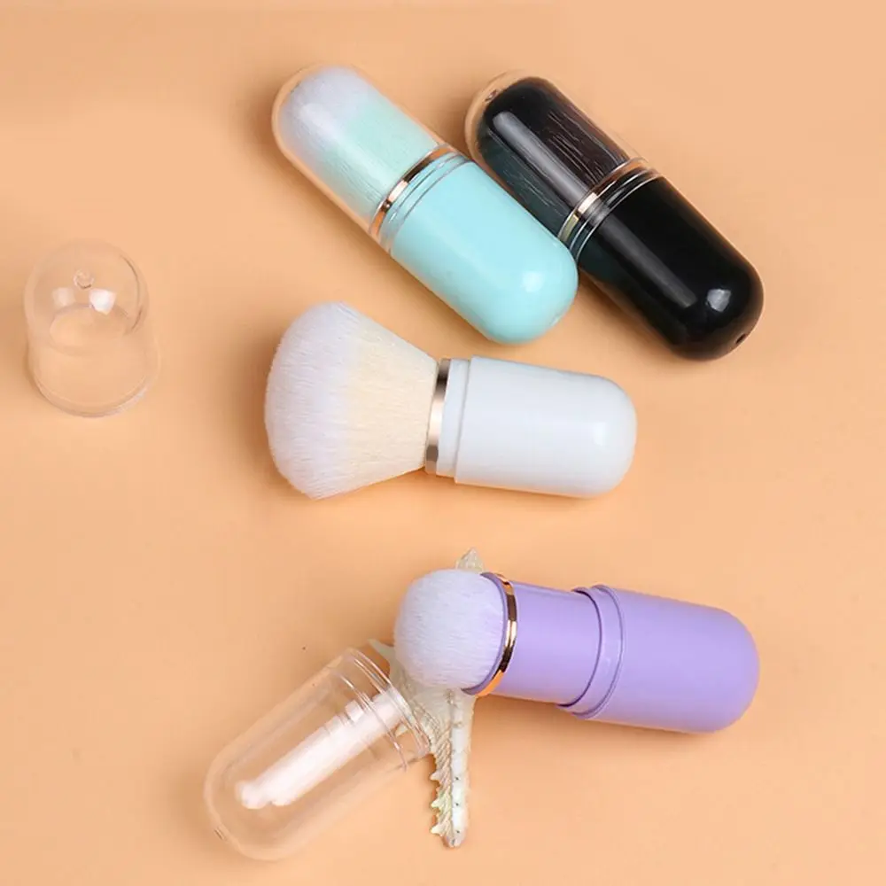 New Retractable Retractable Kabuki Brush Capsule-shape Multifunctional Travel Makeup Brush Cute Nail Powder Brush for Blusher