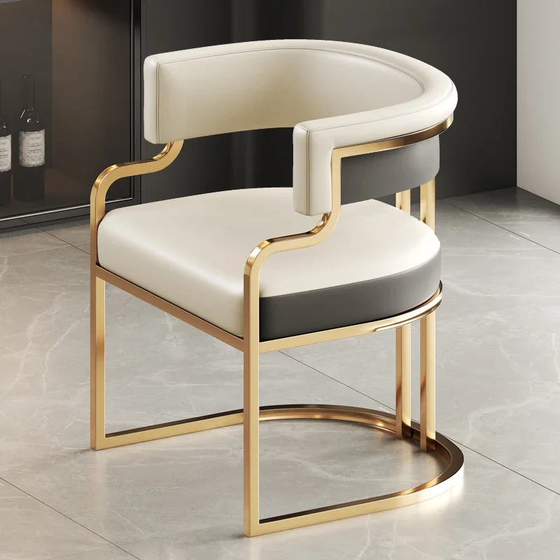 Designer Dining Chairs Beige Gold Legs Waiting Fashion Sofa Chairs Luxury Adults Floor Protector Sillas Indoor Supplies