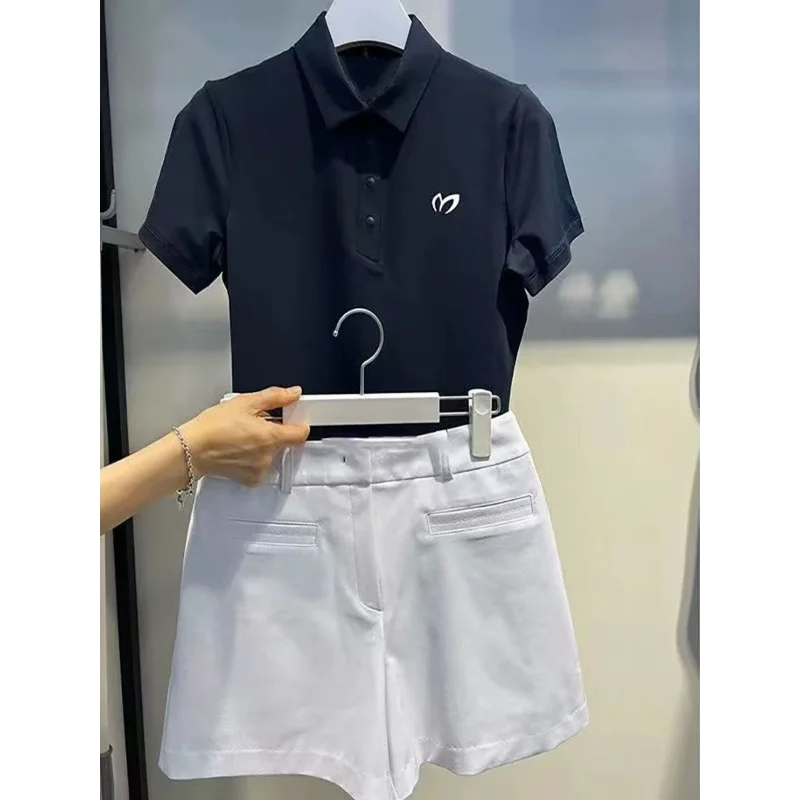 New Women's Golf Tennis Clothing Short Sleeve T-Shirt Sports Lapel Shirt Slim Fit Quick-drying Versatile Lightweight Breathable - view 6