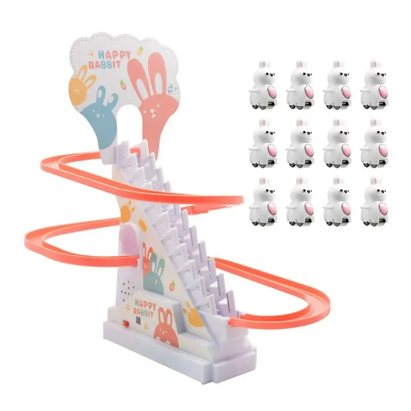 B49B-Bunny Climbing Stairs Track Automatic Slide Macey Bunny Climbing Stairs Children's ,