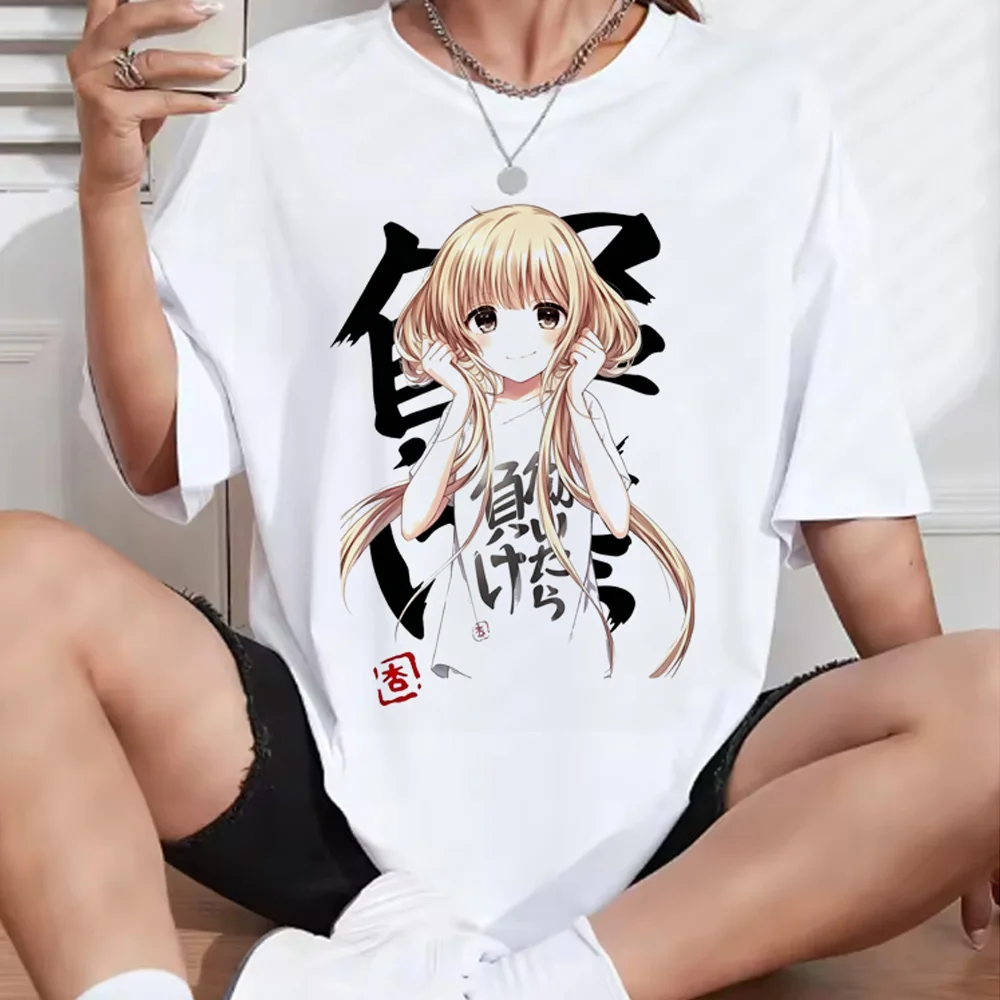 New Kawaii Anime White  T-shirt Tees for Men Funny cartoon Otaku Tshirt If You Work You Lose - Anzu Futaba Version T-Shirt