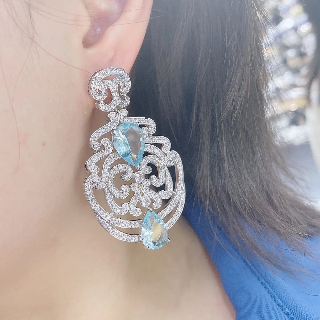 Geometric  Dangle Earrings For Women Wedding Party Indian Dubai Bridal Jewelry Boucle D'oreille Femme E6421