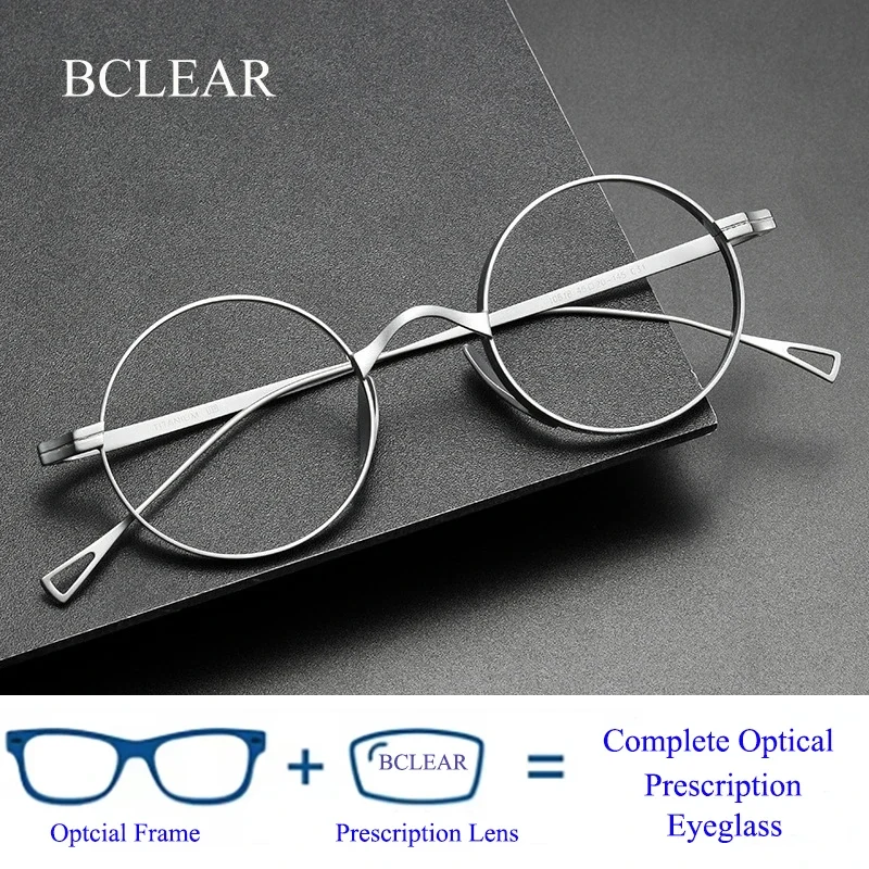 

BCLEAR Japanese Pure Titanium Glasses Frame Handmade Retro Oval Round Men Eyeglasses Women Myopia Reading Prescription Eyewear