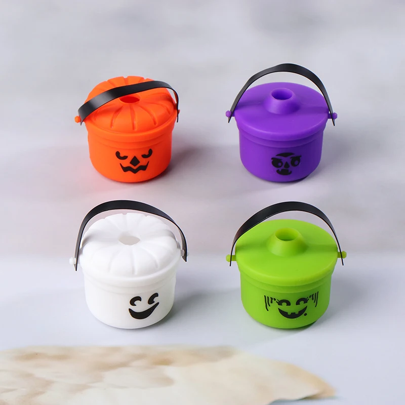 1Pc Halloween Bucket Straw Topper Multifunctional Funny Straw Decoration Pumpkin Bucket Straw Protector For Birthday Parties