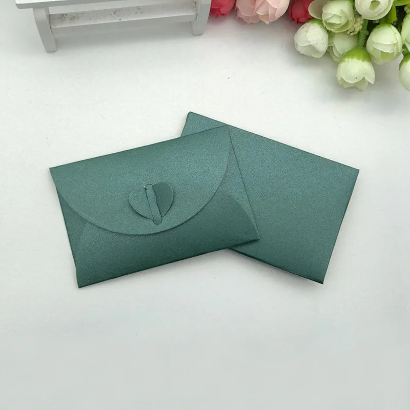 50sets Mini 9.6x6.5cm Envelope with cards Colored High-grade 250g Pearlescent Paper Envelope for Wedding Invitations Packing