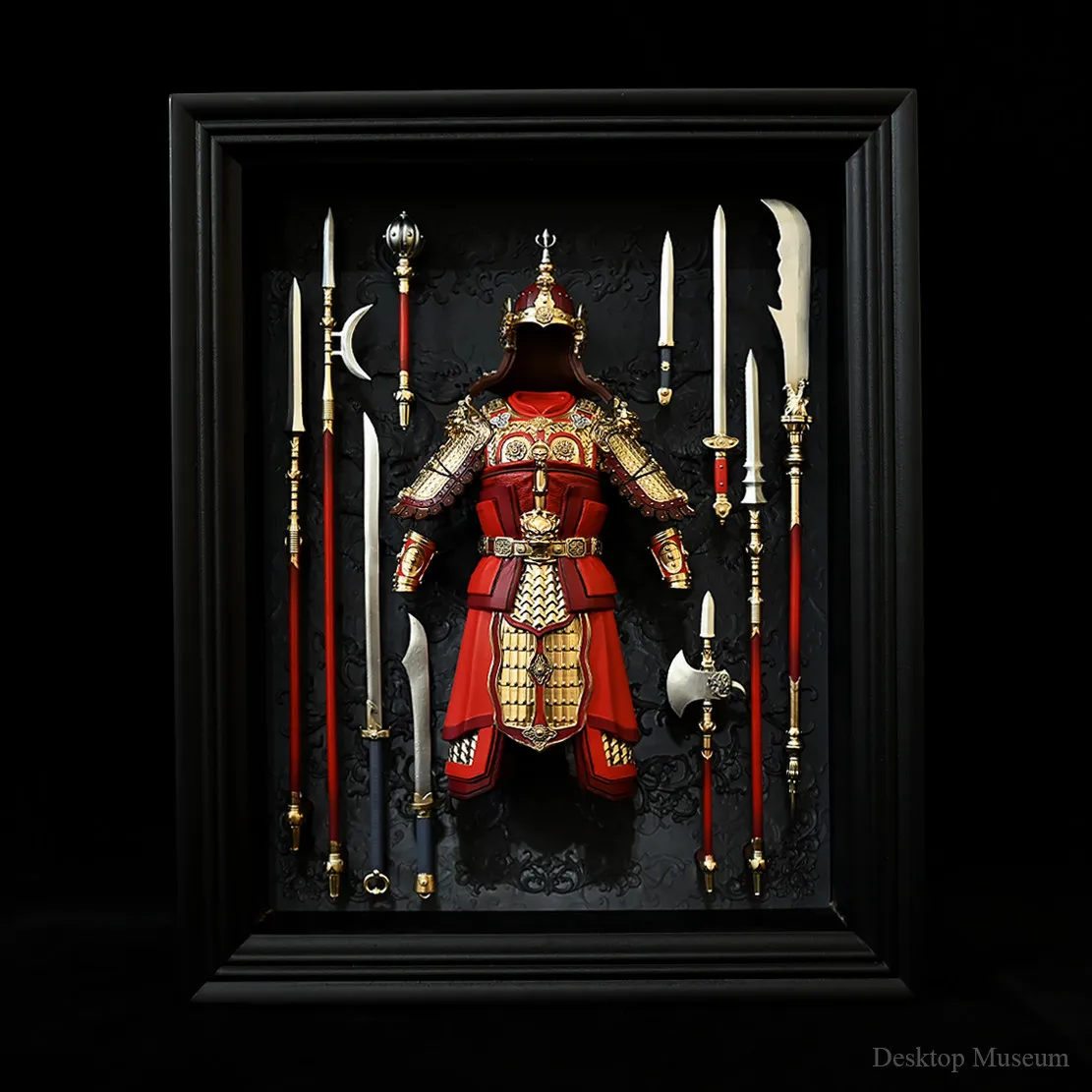 Tang Song General Armor Photo Frame Epoxy Resin Handmade Hand-Painted Desktop Decor Chinese Historical Figurine