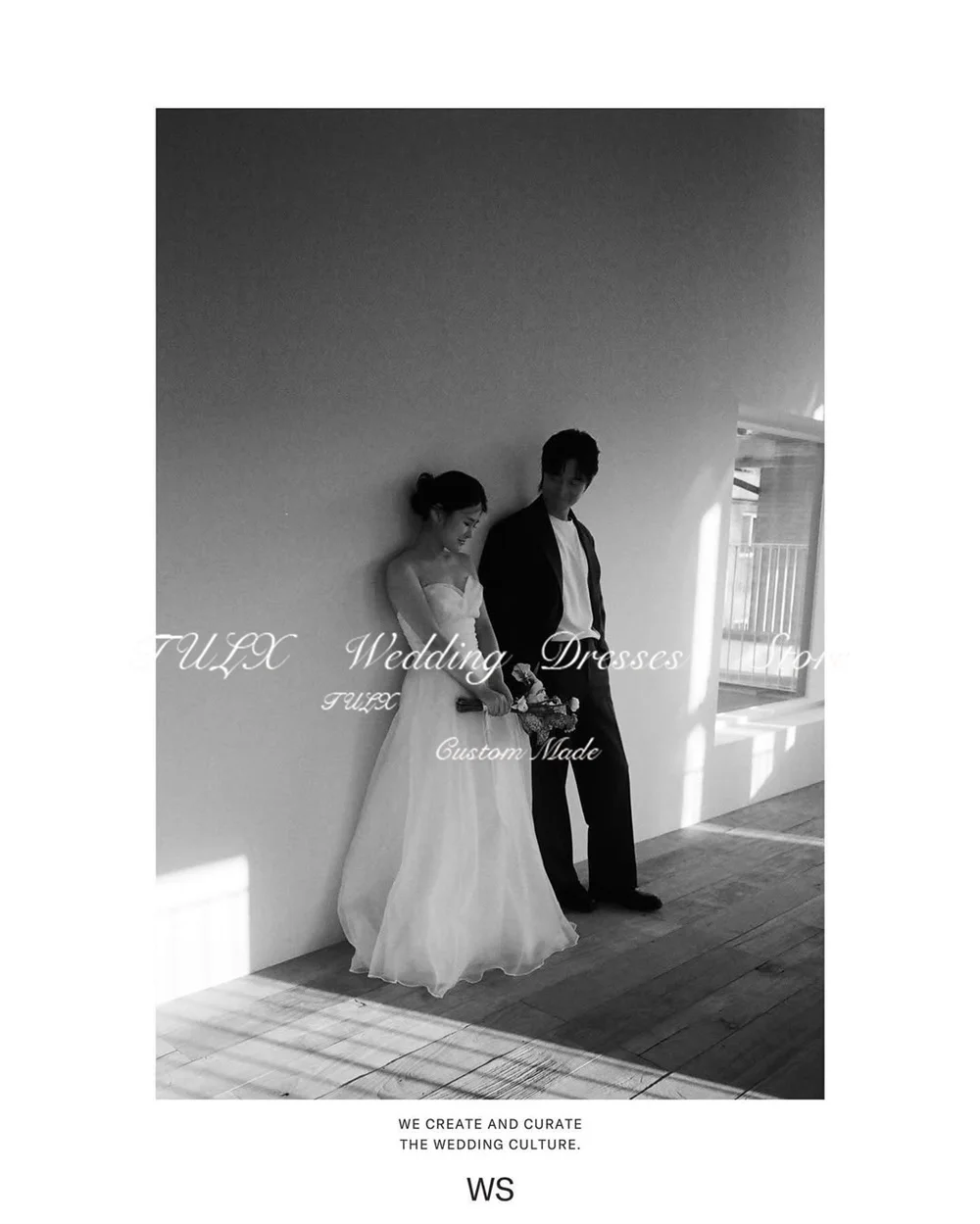TULX Simple Organza Wedding Photo Shoot Dress Sweetheart Sleeveless Korea Bridal Gowns Floor Length Corset 웨딩드레스 Customized