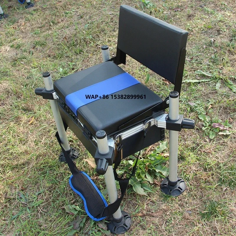 Selco SGSB-T02 Fishing Tackle Box Folding Portable Adjustable Height Fishing Bait Seat Toolbox Backrest Seat Box