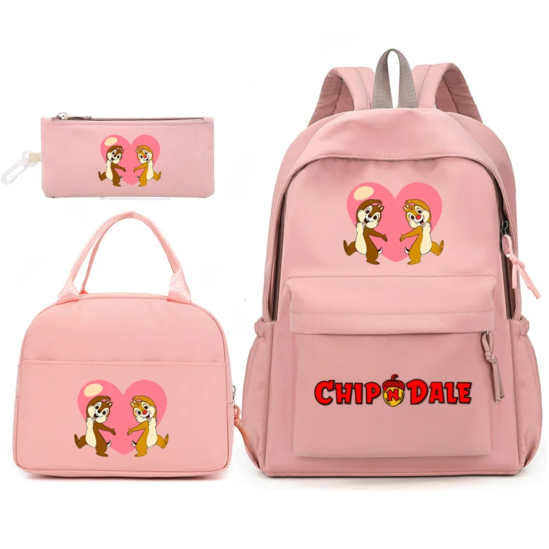 

Disney Chip n Dale 3pcs/Set Backpack with Lunch Bag for Teenagers Student School Bags Casual Comfortable Travel Sets