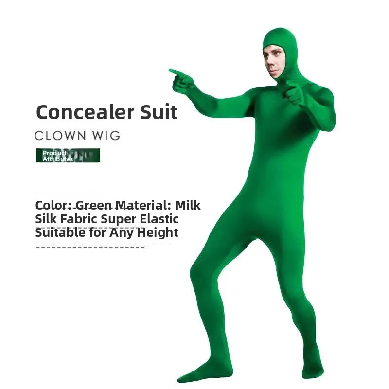 Unsichtbares Kostüm für Erwachsene, enger Anzug, Bühnenaufführung, Halloween-Bla-Anzug, unsichtbarer Personenanzug, Ninja-Thema, Gesichtsenthüllung, De...