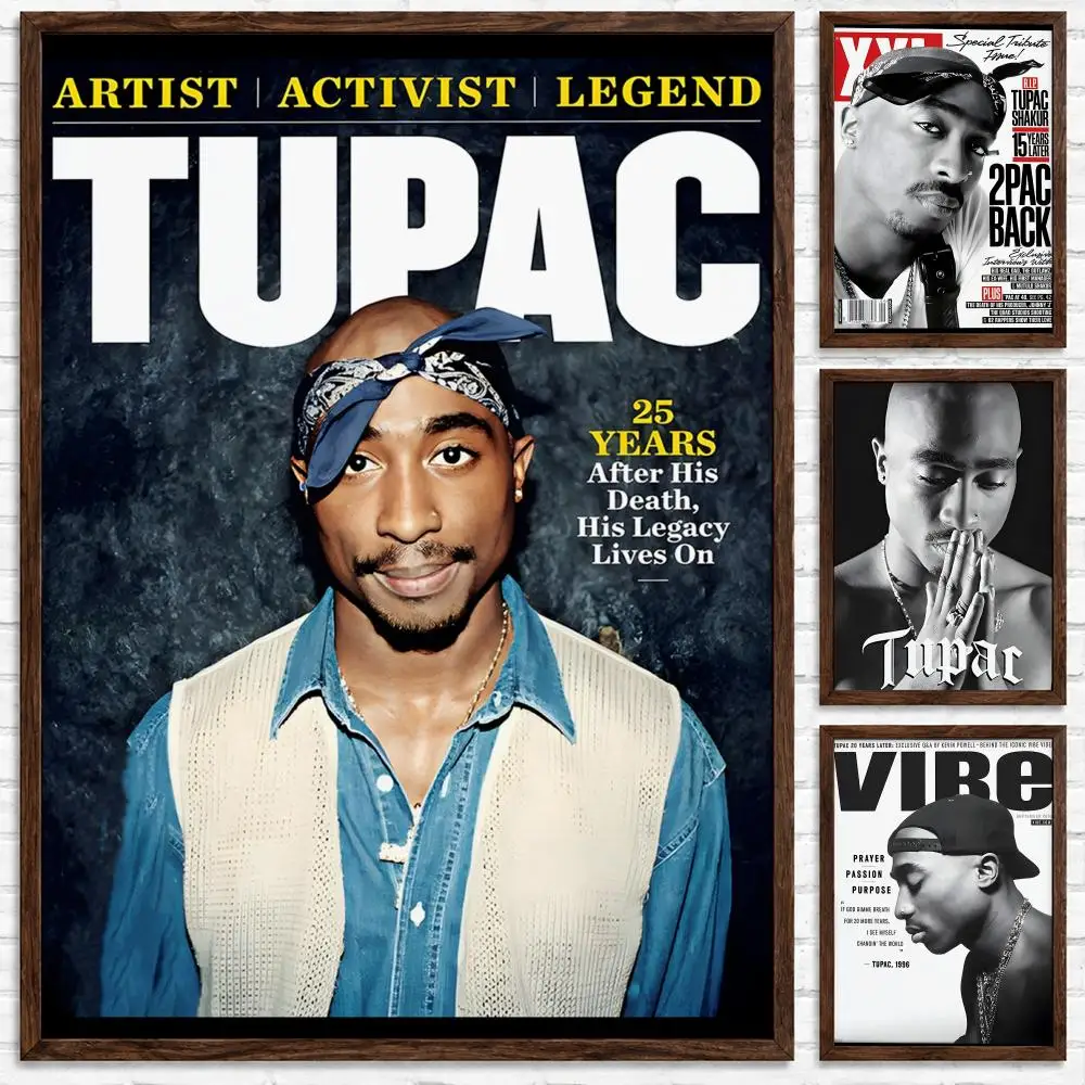 Legendary Hip-Hop Rapper Tupac Shakur Poster Self‑Adhesive Waterproof Poster Sticker Coffee House Bar Wall Art Home Decor