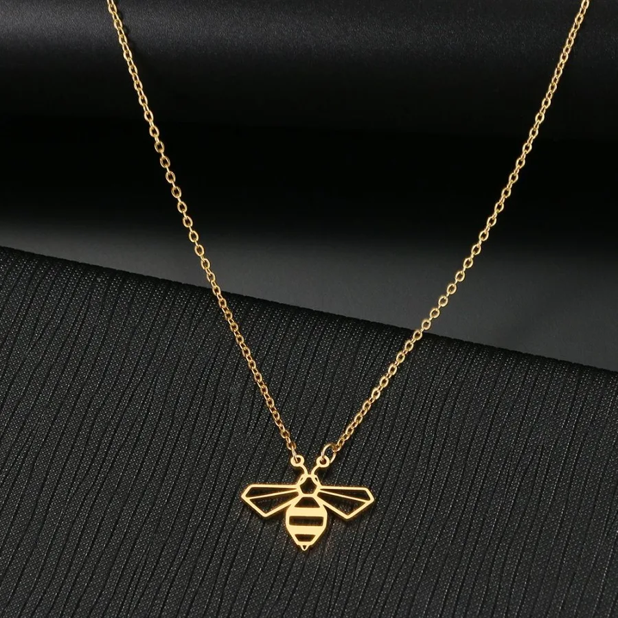 

Stainless Steel Necklace Lovely Little Bee Insect Pendant