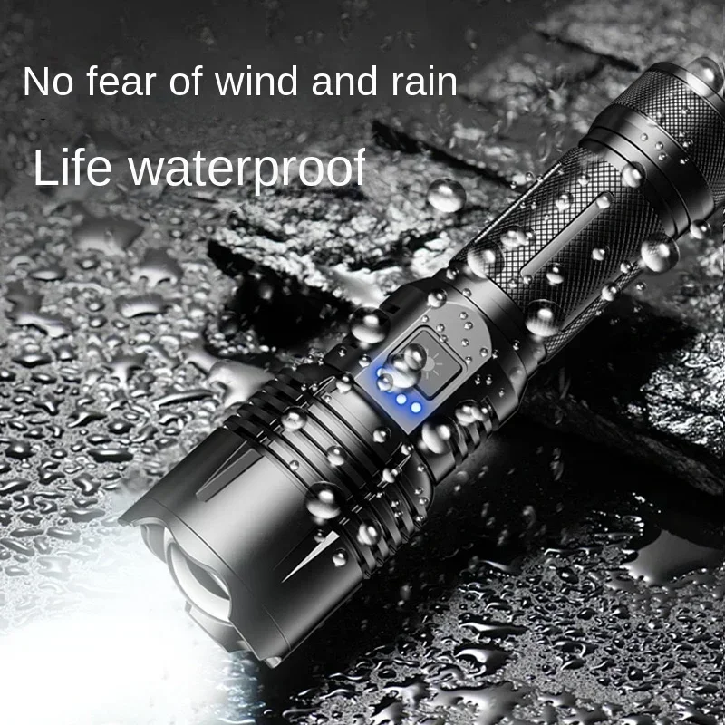 

Emergency Super Bright LED Flashlight 500m+ Long Range Zoomable USB Rechargeable Spotlight Torch with Power Display