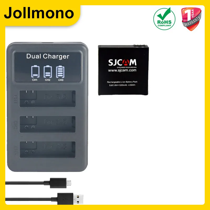 1200mAh SJCAM SJ8 3.8V Rechargeable Camera Battery for SJ8 Pro/SJ8 Plus/SJ8 Air SJCAM Action Camera Accessories