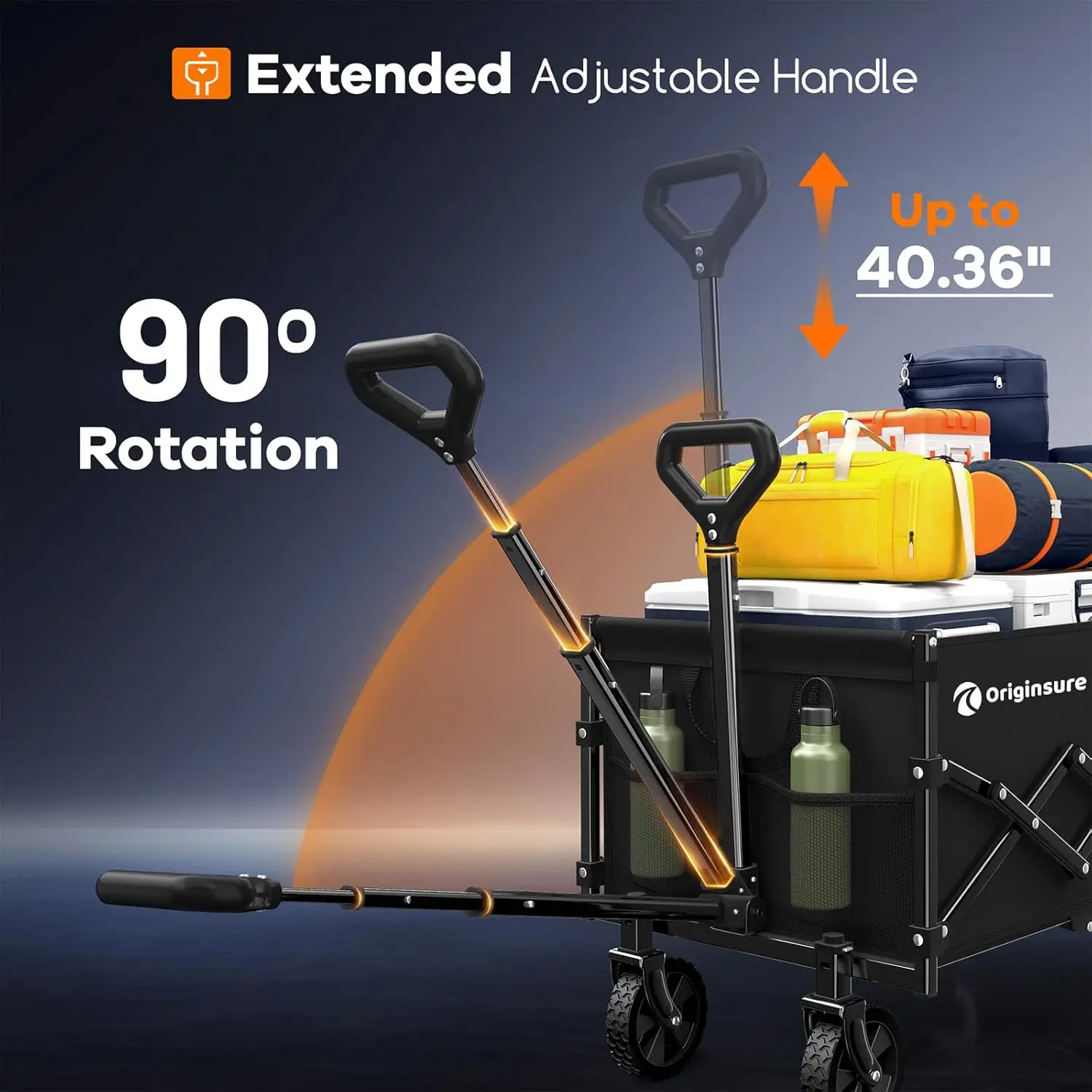 Carrello pieghevole, leggero, portatile, resistente, con ruote, per campeggio all'aperto, shopping, giardino, grande capacità