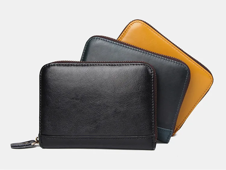 Fashion Trend Leather Card Bag, First Layer Leather Anti-theft Brush, Multi-card Change Bag