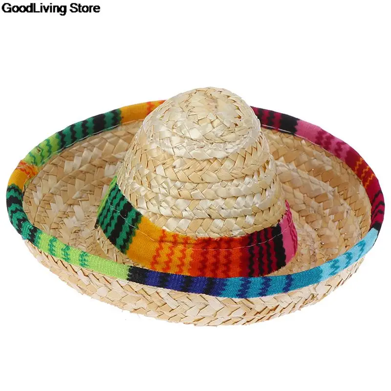 1PC Mini Pet Dogs cappello di paglia messicano Sombrero Cat cappello da sole Beach Party cani Hawaii Pet cappelli colorati accessori per costumi per