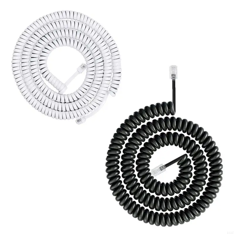 R53C Modern Coiled RJ9 RJ11 4P4C Telephone Line Spring Landline Cord For Enhancing Any Office Or Home Decoration