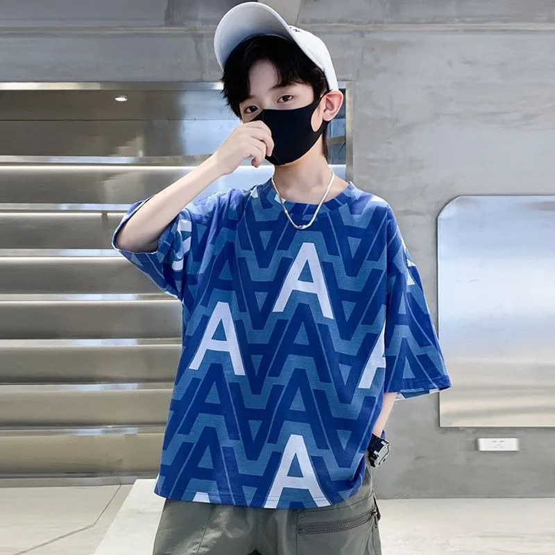 2026 New Boys' Short Sleeve T-Shirt 100% Cotton Summer Kids' Casual Wear Breathable Soft Pure Cotton Baby Onesie Multiple Sizes